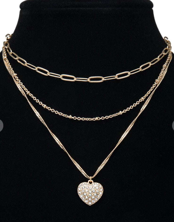 Layered Heart Charm Necklace