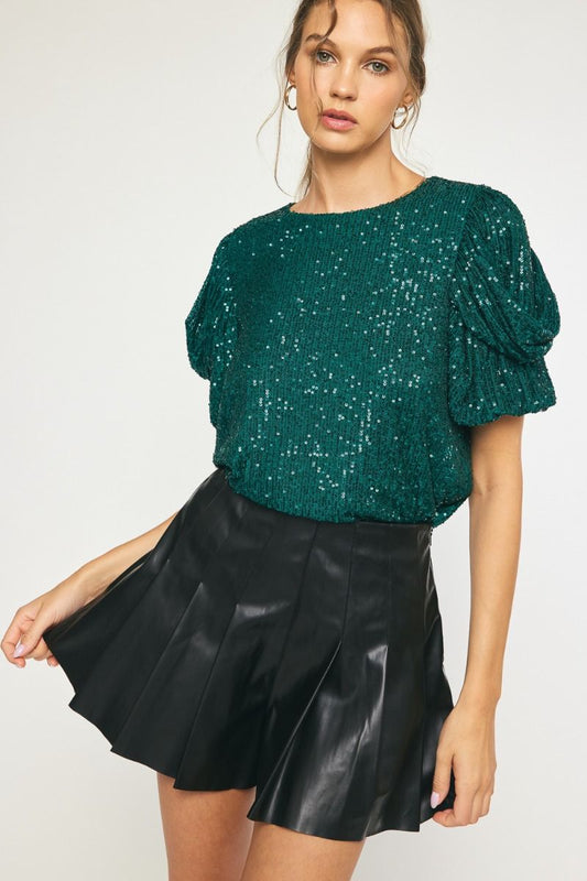 Glam It Up Sequin Top - Green