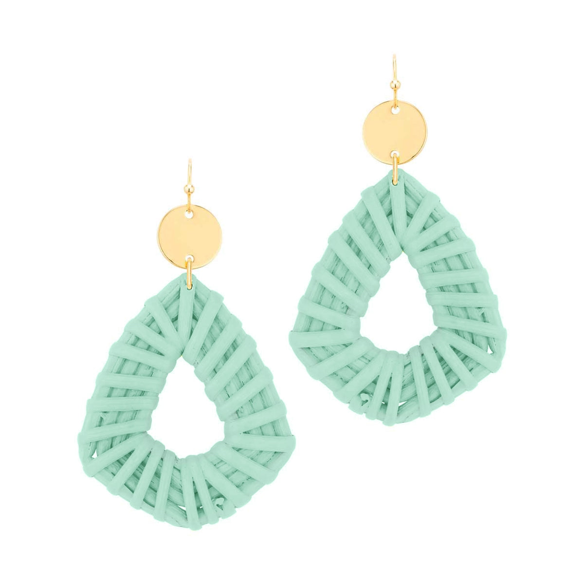 Mint & Khaki Raffia Geometric Earrings