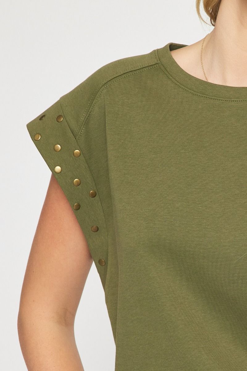 Olive Studded Everyday Top