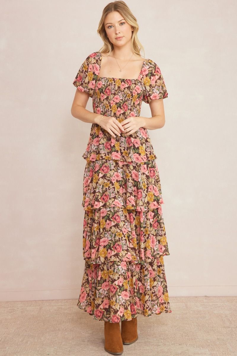 Floral Print Ruffle Tiered Maxi Dress
