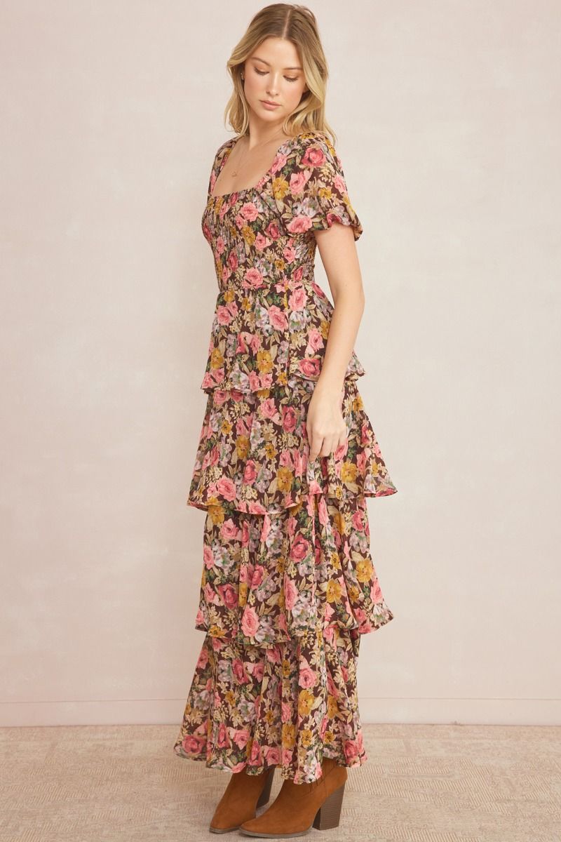 Floral Print Ruffle Tiered Maxi Dress
