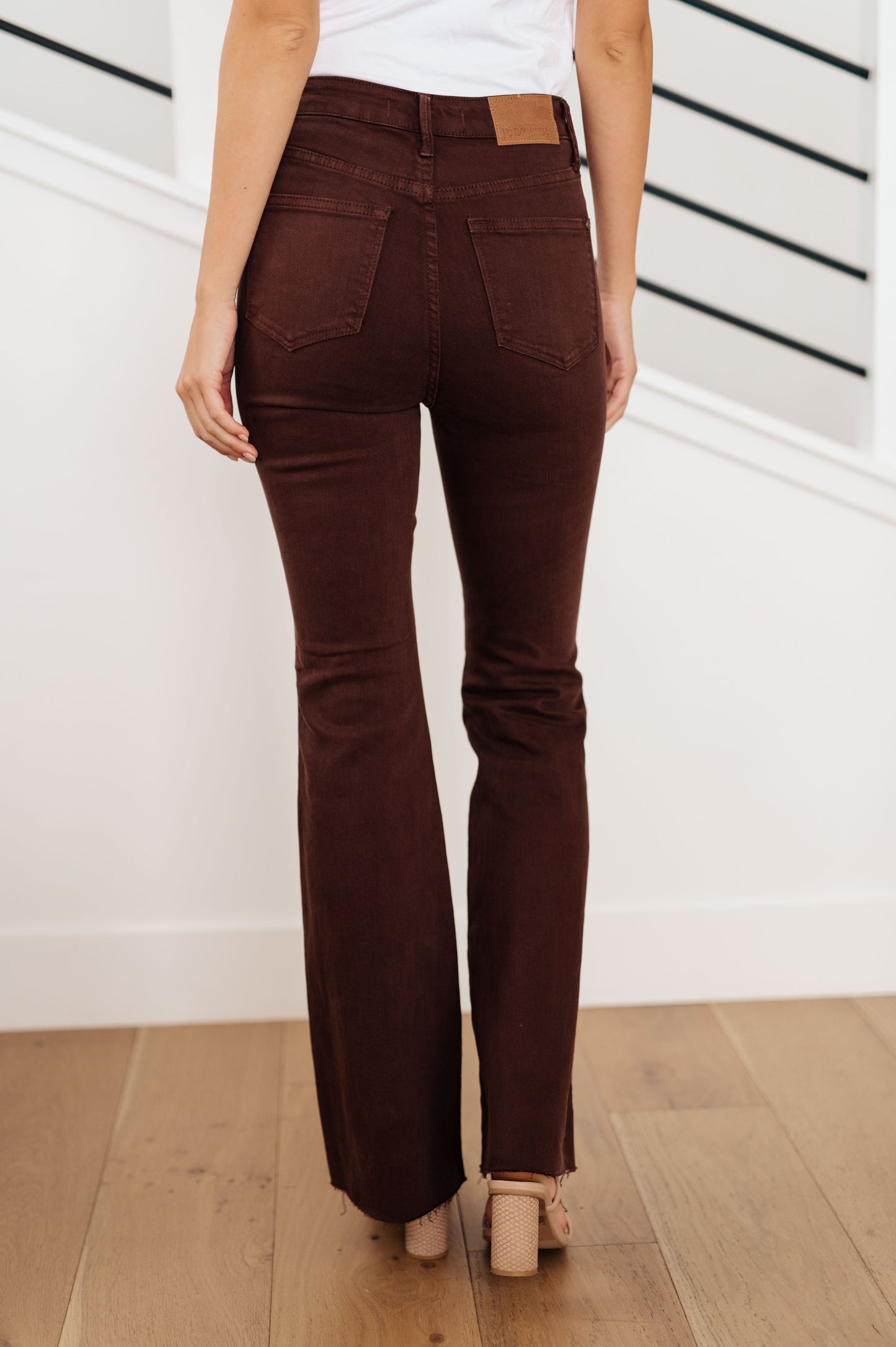 Judy Blue High Rise Control Top Flare Jeans in Espresso