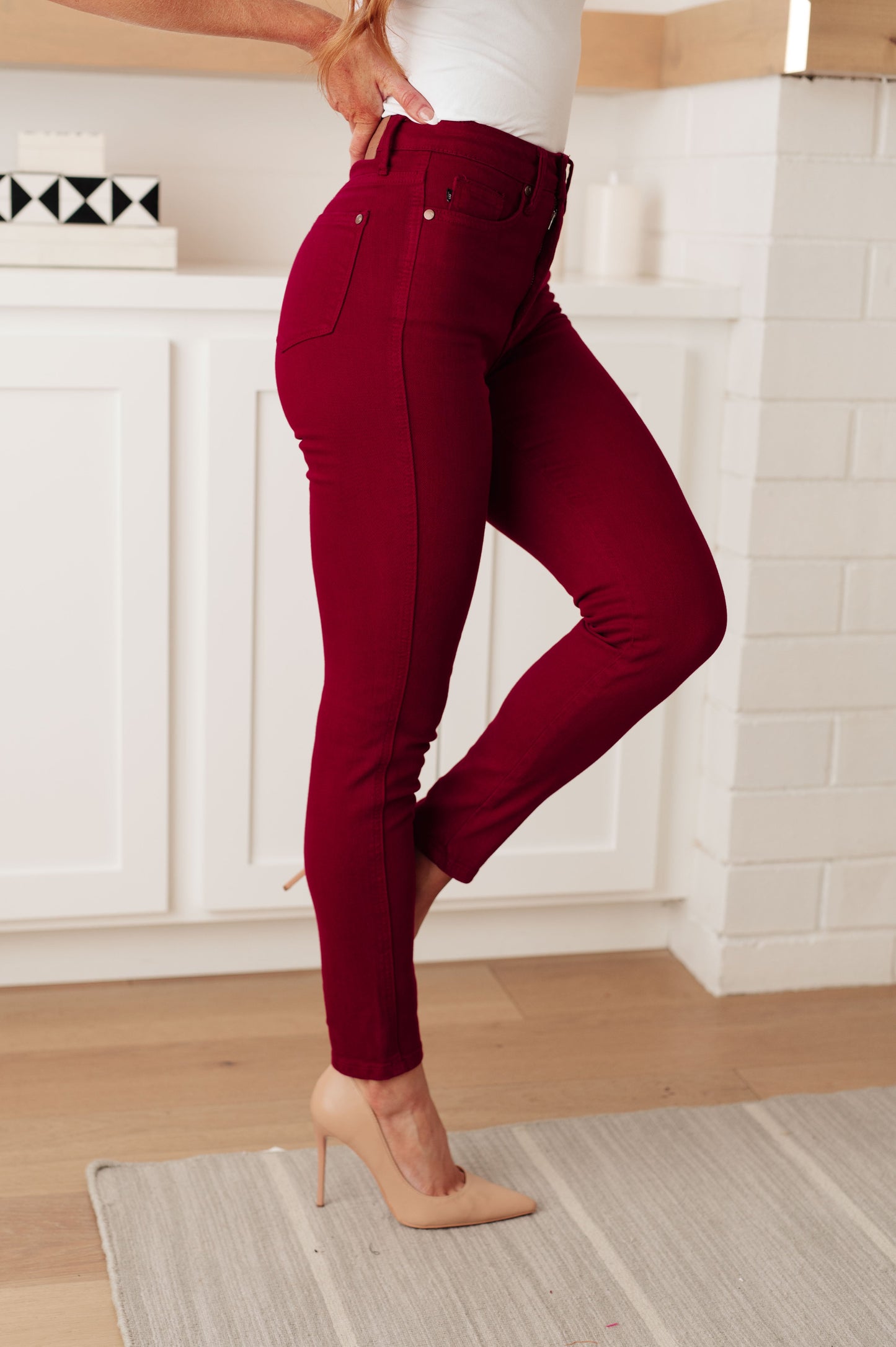Judy Blue High Rise Control Top Skinny Jeans Scarlet