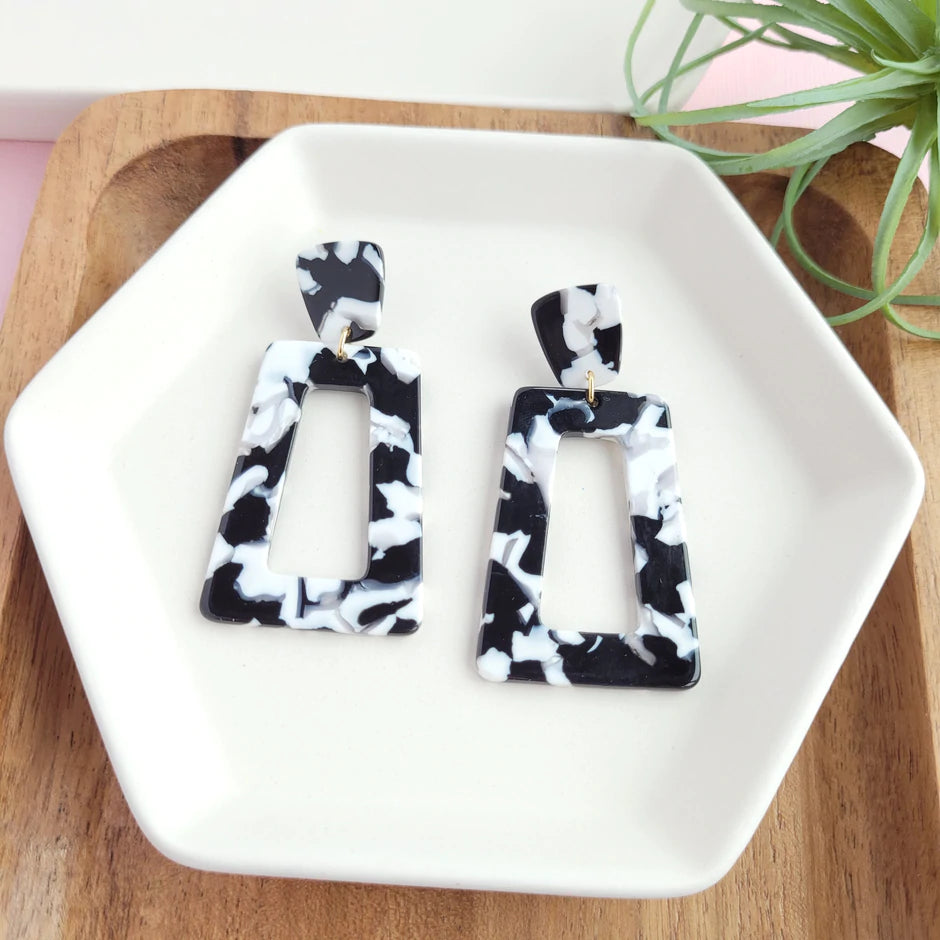 Black and White Acrylic Statement Earrings
