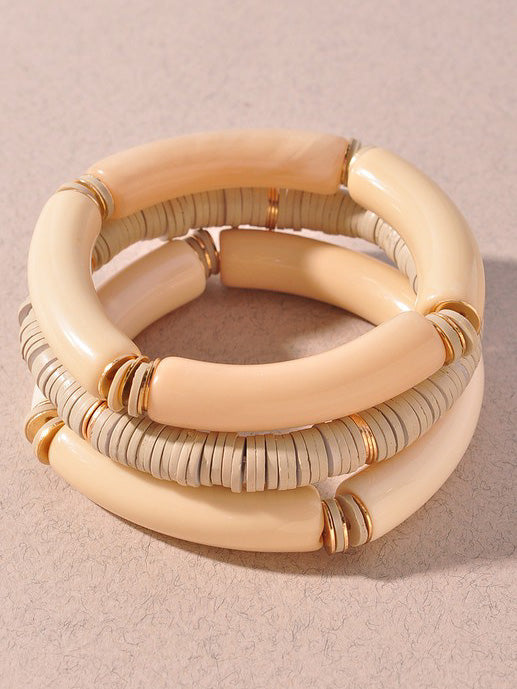 Stackable Bangle Bracelets - Cream