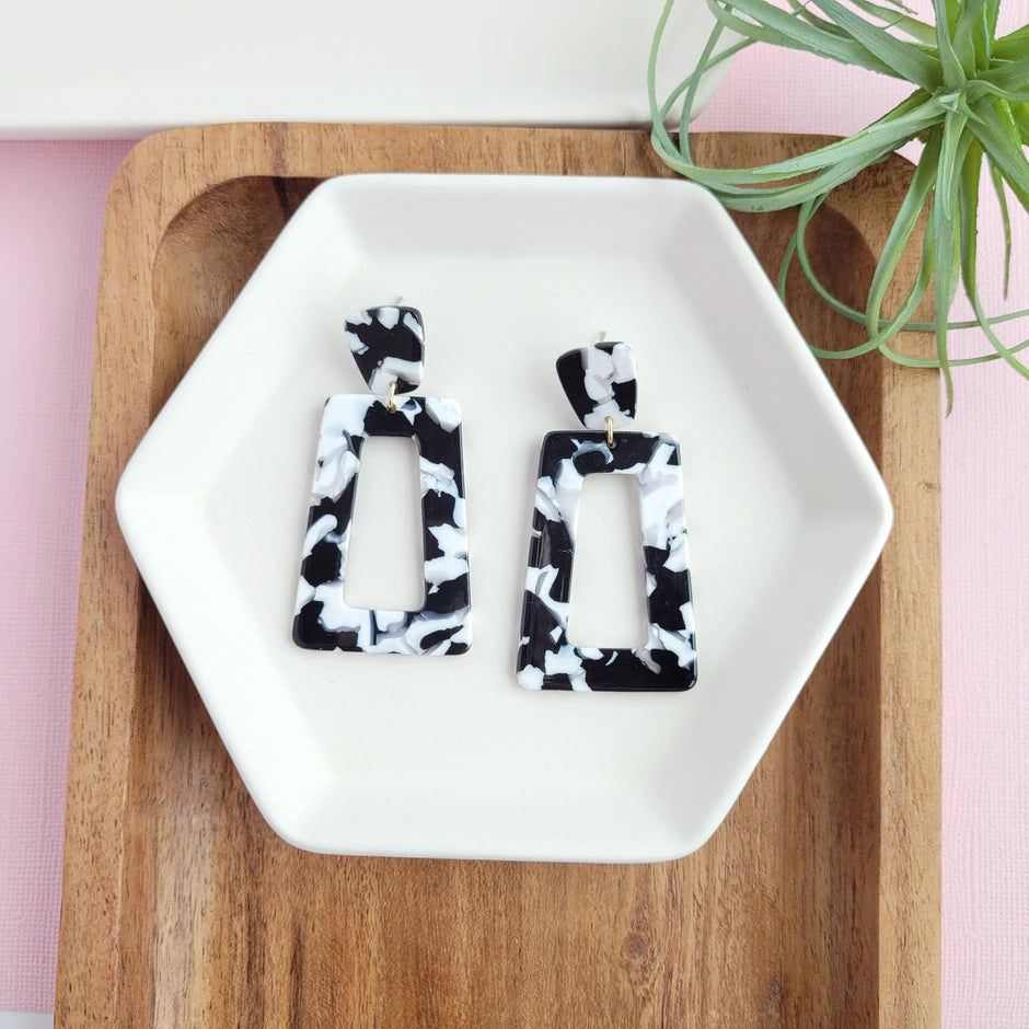 Black and White Acrylic Statement Earrings