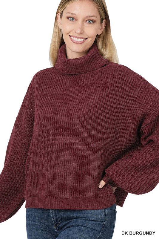 Burgundy Oversized Turtleneck Sweater **Deal of the Day**