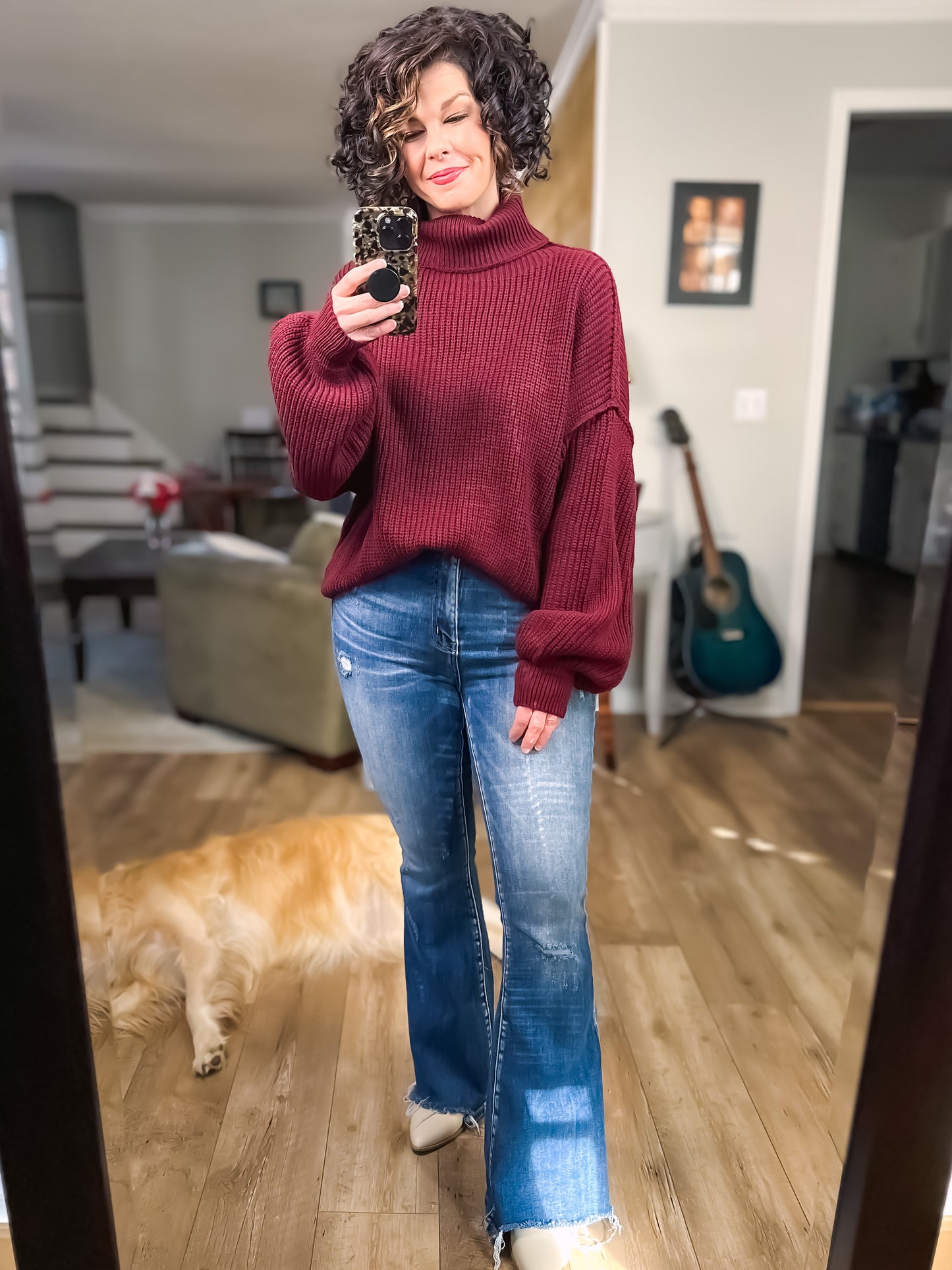 Burgundy Oversized Turtleneck Sweater **Deal of the Day**