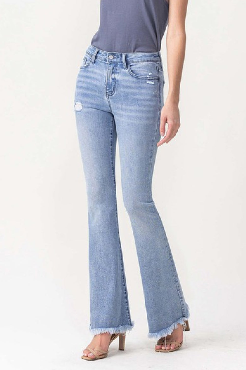 Lovervet High Rise Fray Flare Jeans