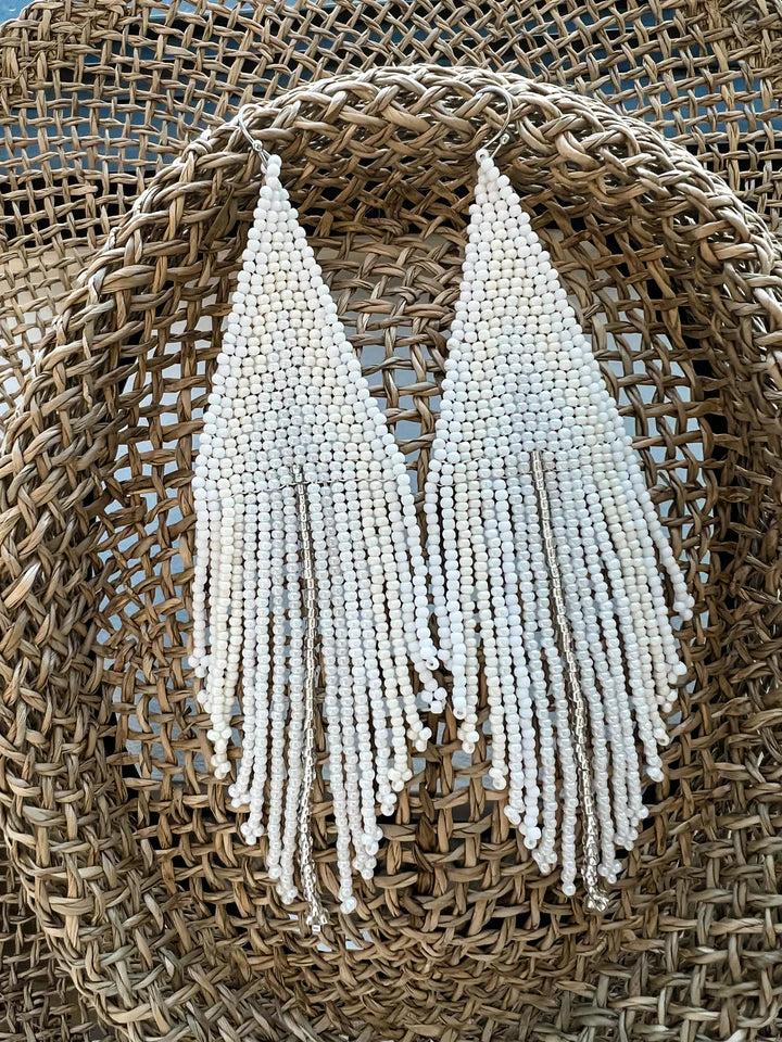 All White Seed Bead Earrings