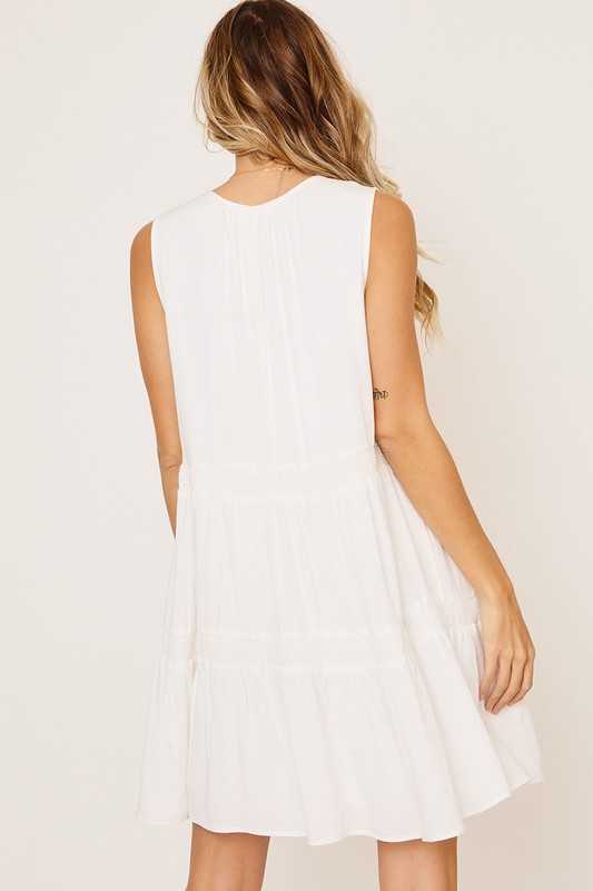 Adeline White Sleeveless Tunic Dress