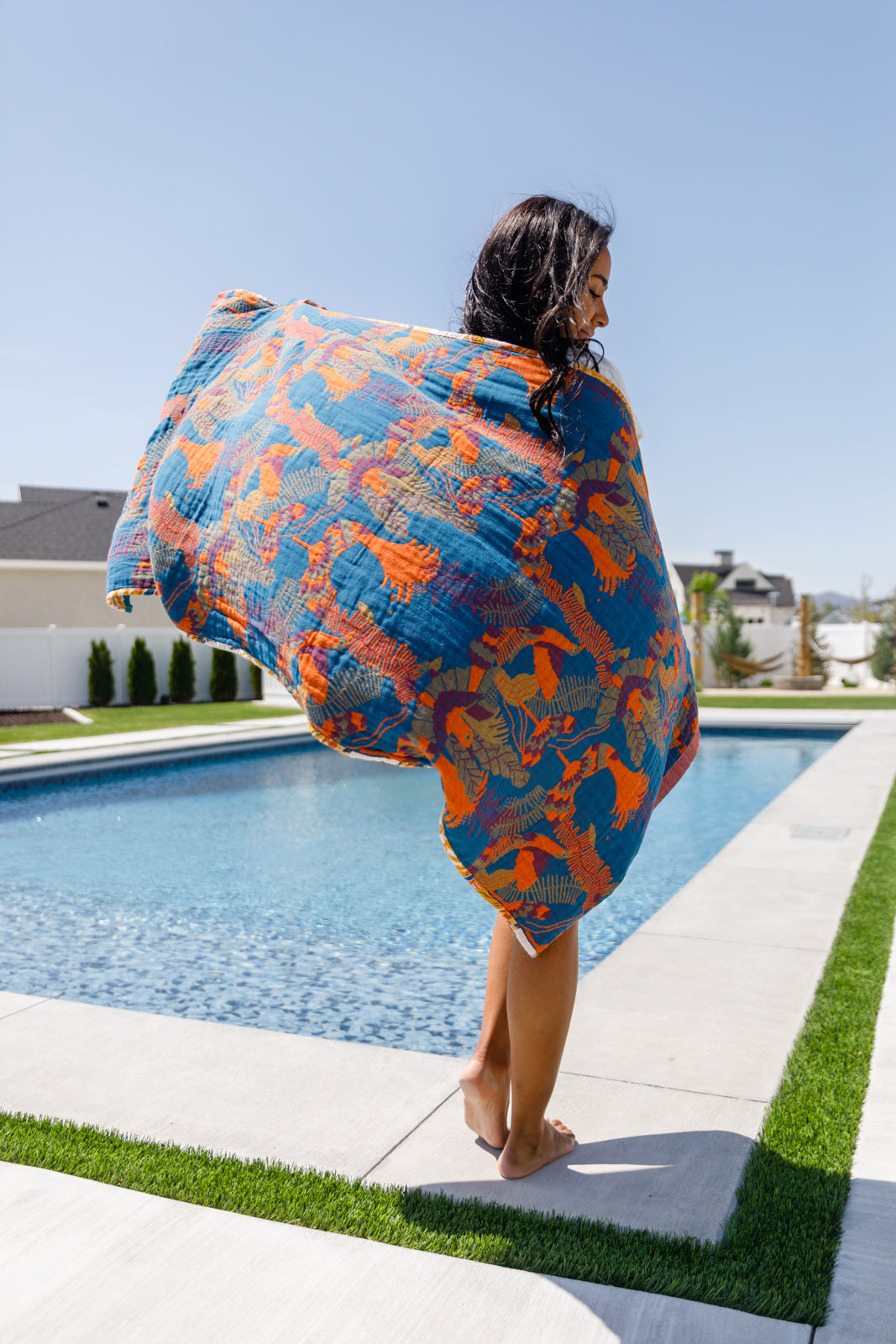 Luxury beach towel bird of paradise 100% cotton jacquard knit beach towel