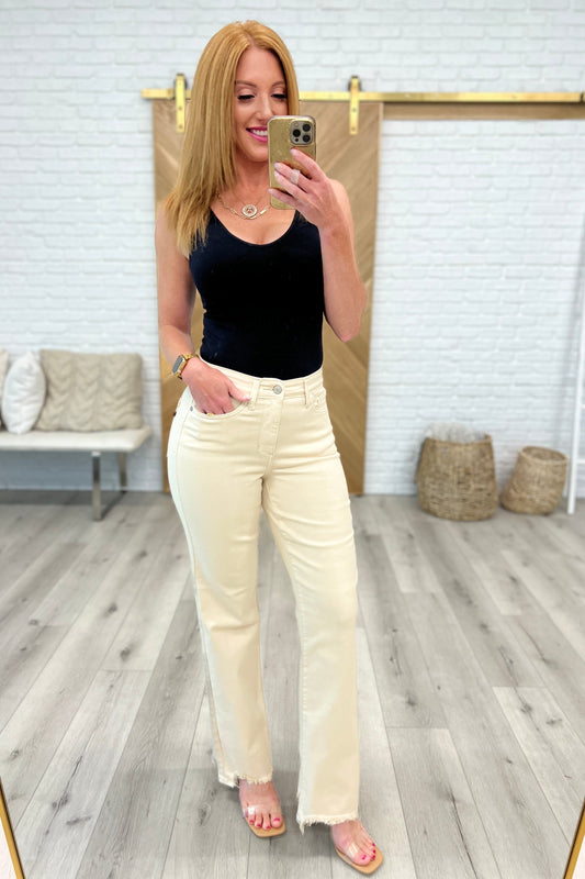 Judy Blue Light Khaki High Rise Over Dyed 90's Straight Jeans