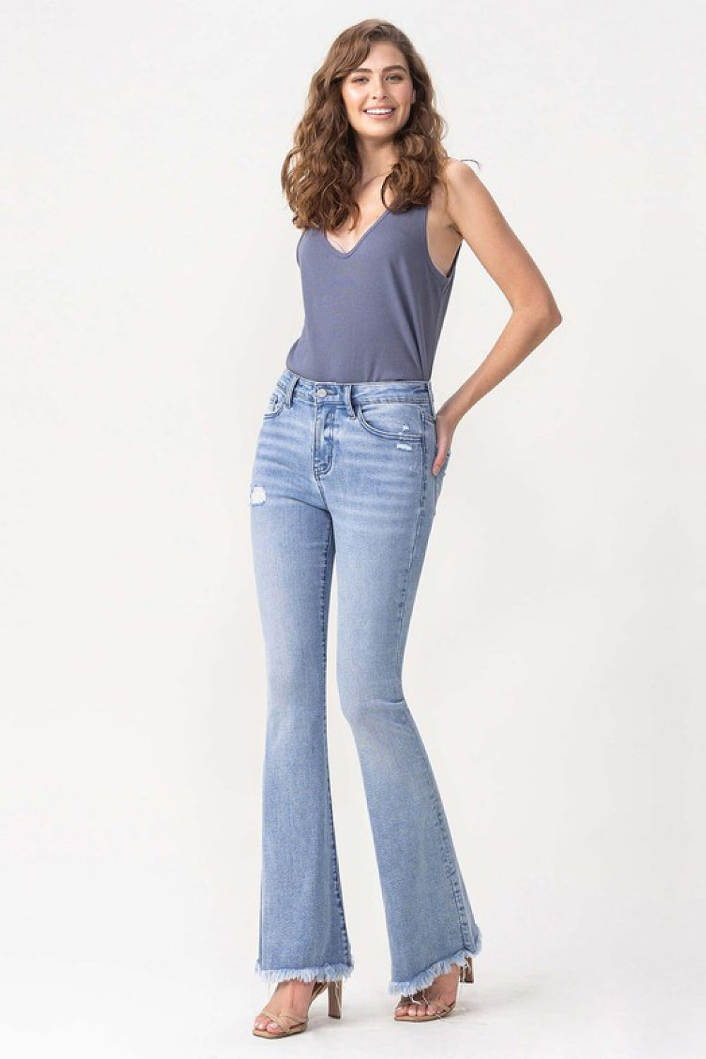 Lovervet High Rise Fray Flare Jeans